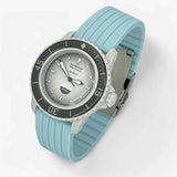 Bracelet Fifty Fathoms Antarctic Ocean Caoutchouc Nervuré: Cyan