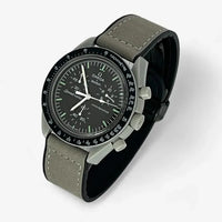 Bracelet Moonswatch Mission to the Moon Autre : Cuir Nato Acier Toile Cuir Lisse : Gris