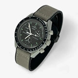 Bracelet Moonswatch Mission to the Moon Autre : Cuir Nato Acier Toile Cuir Lisse : Gris