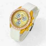 Bracelet Moonswatch Mission to the Sun Caoutchouc Premium uni : Blanc
