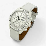 Bracelet Moonswatch Mission to the Moonphase - Full Moon - Snoopy Cuir Texturé : Blanc