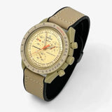 Bracelet MoonSwatch en Cuir Lisse Jupiter: Beige