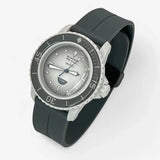 Bracelet Fifty Fathoms Antarctic Ocean Caoutchouc A clips: Gris Noir