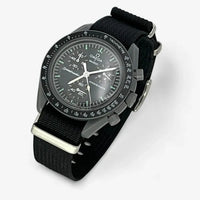 Bracelet Moonswatch Mission to Mercury Autre : Cuir Nato Acier Toile Nato Uni : Noir