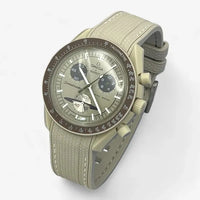 Bracelet Moonswatch Mission to Saturn Caoutchouc Premium : Beige Blanc