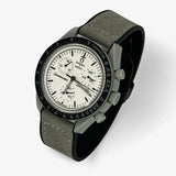 Bracelet Omega x Swatch Moonswatch 1965 Autres: Cuir Nato Acier Toile Cuir lisse: Gris