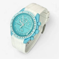 Bracelet MoonSwatch en Caoutchouc Premium Design Uranus : Blanc
