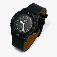 Bracelet Fifty Fathoms Ocean of Storm Autres: Cuir Nato Toile Acier Cuir texturé: Noir + Boucle Noire