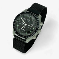 Bracelet Moonswatch Mission to the Moon Autre : Cuir Nato Acier Toile Acier Design : Noir