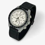 Bracelet Omega x Swatch Moonswatch 1965 Autres: Cuir Nato Acier Toile Cuir lisse: Noir