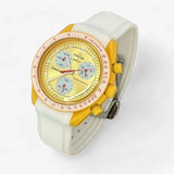 Bracelet Moonswatch Mission to the Sun Caoutchouc Premium à clips : Blanc