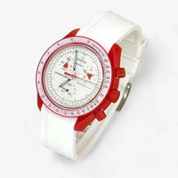 Bracelet Moonswatch Mission to Mars Caoutchouc Premium uni : Blanc