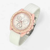 Bracelet Moonswatch Mission to Venus Caoutchouc Nervuré : Blanc