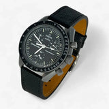 Bracelet Moonswatch Mission to Mercury Autre : Cuir Nato Acier Toile Cuir texturé : Noir