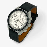 Bracelet Omega x Swatch Moonswatch 1965 Autres: Cuir Nato Acier Toile Cuir texturé: Noir
