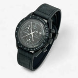Bracelet MoonSwatch en Cuir Lisse New Moon: Noir