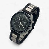 Bracelet Moonswatch Mission to the Moon Autre : Cuir Nato Acier Toile Acier : Noir Argent