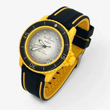 Bracelet Fifty Fathoms Pacific Ocean Caoutchouc 2 Bandes: Noir Jaune