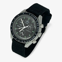 Bracelet Moonswatch Mission to the Moon Autre : Cuir Nato Acier Toile Toile : Noir