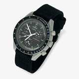 Bracelet Moonswatch Mission to the Moon Autre : Cuir Nato Acier Toile Toile : Noir