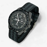 Bracelet Moonswatch Mission to Mercury Autre : Cuir Nato Acier Toile Nato : Noir Bleu Grisé