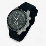 Bracelet Moonswatch Mission to the Moon Autre : Cuir Nato Acier Toile Toile : Noir + Boucle Noire