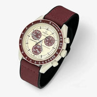 Bracelet Moonswatch Mission to Pluton Cuir Lisse: Bordeaux