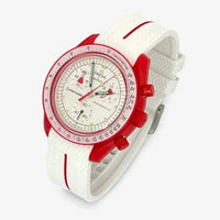 Bracelet Moonswatch Mission to Mars Caoutchouc Premium 1 bande: Blanc Rouge