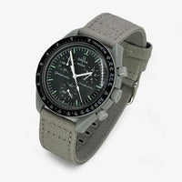 Bracelet Moonswatch Mission to the Moon Autre : Cuir Nato Acier Toile Toile : Gris