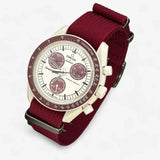Bracelet Moonswatch Mission to Pluton Autres: Nato Toile Acier Nato uni: Bordeaux