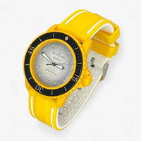 Bracelet Fifty Fathoms Pacific Ocean Caoutchouc 2 Bandes: Jaune Blanc