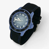 Bracelet Fifty Fathoms Atlantic Ocean Caoutchouc Premium perforé: Noir Bleu