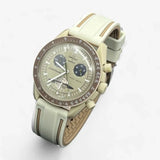 Bracelet Moonswatch Mission to Saturn Caoutchouc 2 Bandes : Blanc Marron