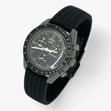 Bracelet Moonswatch Mission to Mercury Caoutchouc Nervuré : Noir Noir