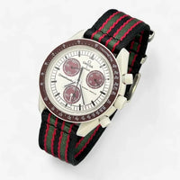 Bracelet Moonswatch Mission to Pluton Autres: Nato Toile Acier Nato lisse : Noir Gris Rouge