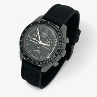 Bracelet Moonswatch Mission to Mercury Caoutchouc Premium perforé: Noir