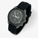 Bracelet Moonswatch Mission to Mercury Caoutchouc Premium perforé: Noir