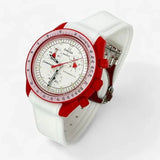 Bracelet Moonswatch Mission to Mars Caoutchouc Premium à Clips : Blanc Blanc