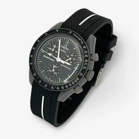 Bracelet Moonswatch Mission to Mercury Caoutchouc Premium 1 Bande: Noir Blanc