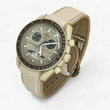 Bracelet Moonswatch Mission to Saturn Caoutchouc Clips premium : Beige Marron