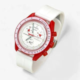 Bracelet Moonswatch Mission to Mars Caoutchouc Clips : Blanc