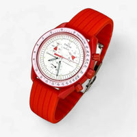 Bracelet Moonswatch Mission to Mars Caoutchouc Nervuré : Rouge