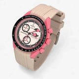 Bracelet MoonSwatch en Caoutchouc Premium Design Pink Moonphase: Rose