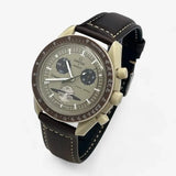 Bracelet Moonswatch Mission to Saturn Cuir Marron
