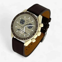 Bracelet Moonswatch Mission to Saturn Cuir Texturé : Marron