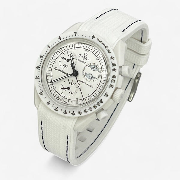 Bracelet MoonSwatch en Caoutchouc Premium Snoopy: Blanc Noir