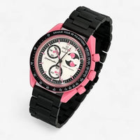 Bracelet Omega x Swatch MoonSwatch Mission to The Pink Moonphase Cuir Nato Toile Acier Acier: Noir
