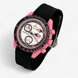 Bracelet Omega x Swatch MoonSwatch Mission to The Pink Moonphase Cuir Nato Toile Acier Toile premium: Noir