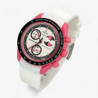 Bracelet Omega x Swatch MoonSwatch Mission to The Pink Moonphase Caoutchouc Premium: Blanc