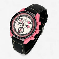 Bracelet Omega x Swatch MoonSwatch Mission to The Pink Moonphase Cuir Nato Toile Acier Cuir: Noir
